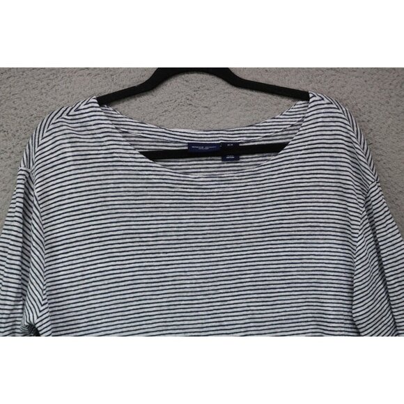 Adrienne Vittadini 3/4 Roll-Tabbed Sleeve Tunic-100% Linen-Size 1X-Back Buttons - Picture 3 of 9